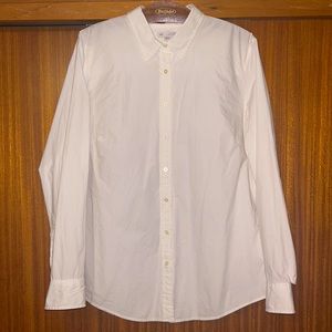 Maybe worn once, GAP tailored white button up shirt with tiny hole on right cuff